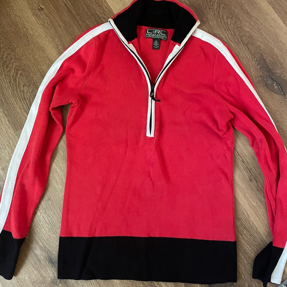 Ralph Lauren Lauren Active Red and Black zip up sweater